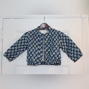 Zara Kids Blue and Cream Puffer Jacket